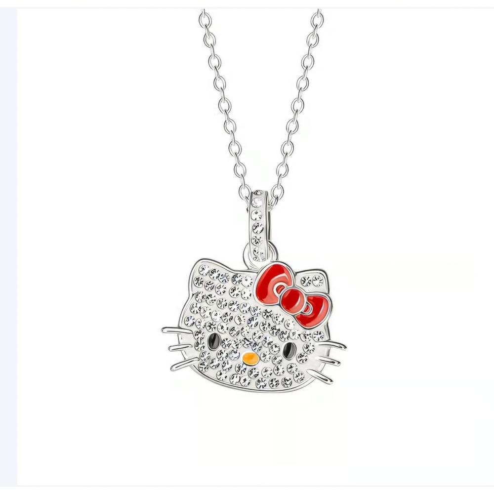 Hello Kitty Silver Plated Crystal Necklace